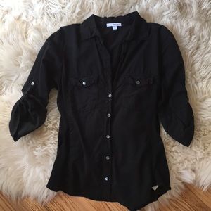 Black James Perse button up 3/4 length shirt
